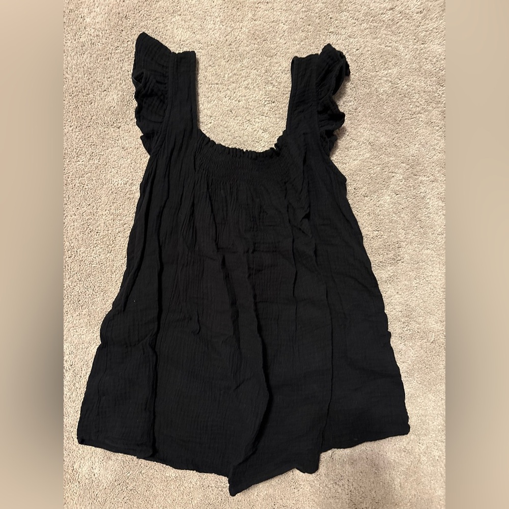 Hello MIZ Maternity Black Ruffled Strap Tank Top
